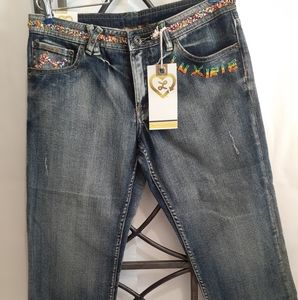 Luxirie by LRG Beaded Waist Crop Jeans Sz 31